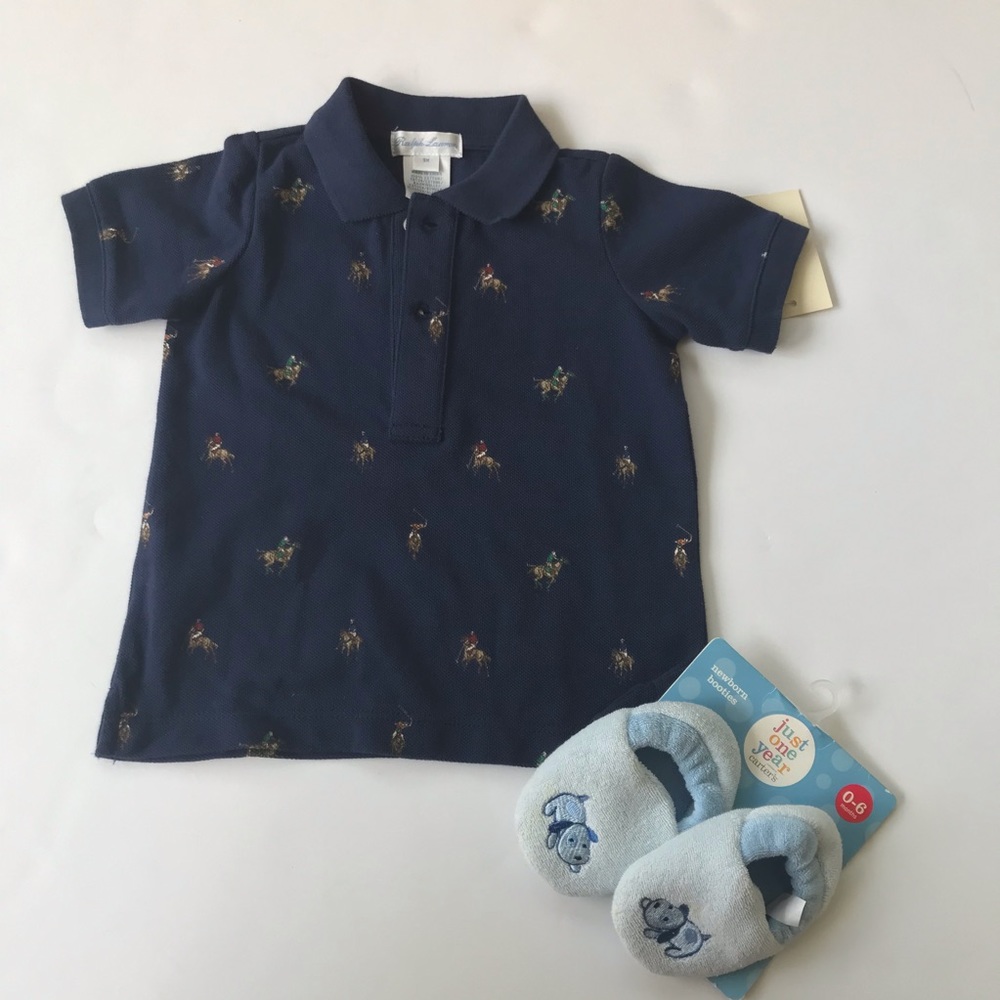 Ralph Lauren Baby Polo Shirt & Baby Booties (6 m)
